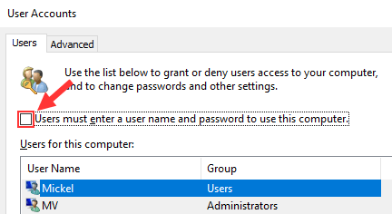Make Microsoft Windows 10 start without password