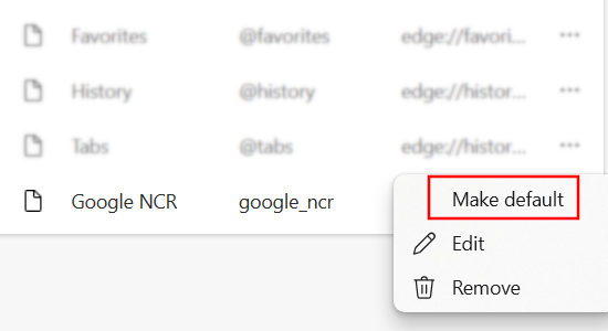 Make new search engine the default search engine in Edge