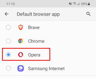 Make Opera default browser on Android