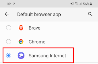 Make Samsung Internet your default browser