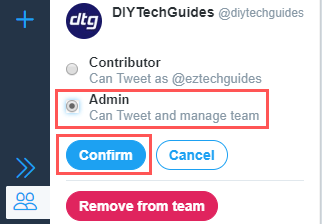 Make someone an administrator on Twitter