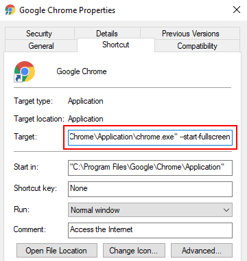 Make your web browser always open in full screen