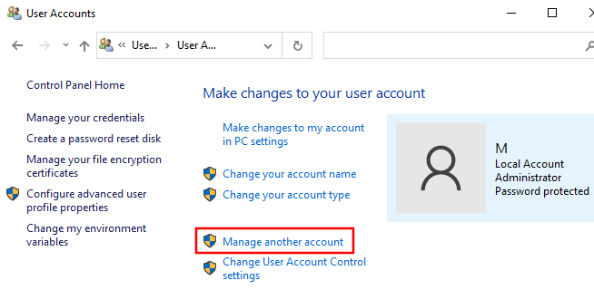 Manage another account