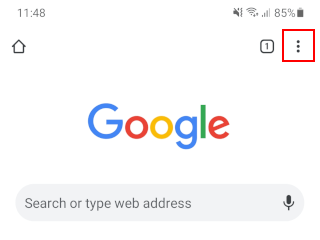 Menu button in Google Chrome for Android