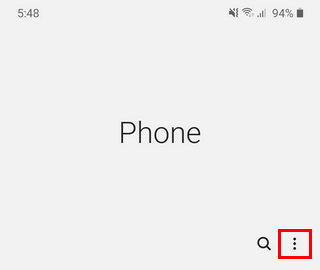 Menu button in the Samsung Phone app
