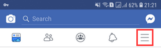 Menu button of Facebook Android app