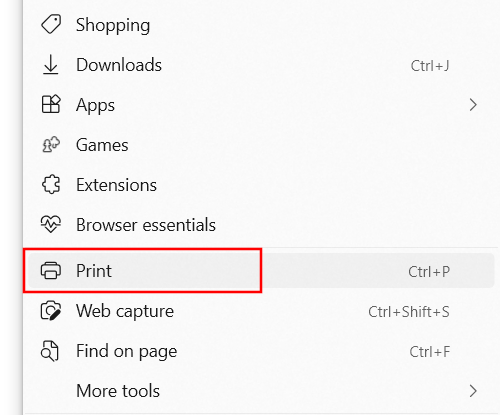 Microsoft Edge Print