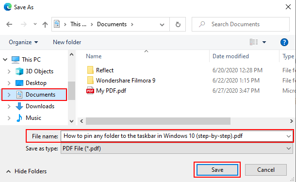 Microsoft Edge Save As window