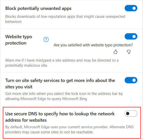 website to visit blocked websites Microsoft Edge secure DNS option