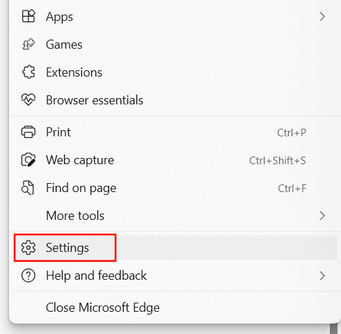 Microsoft Edge settings