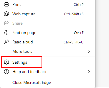 Microsoft Edge settings