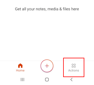 Microsoft Office app Actions button