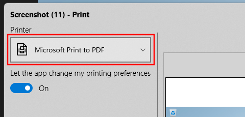 Microsoft Print to PDF option in Windows 11 Photos app