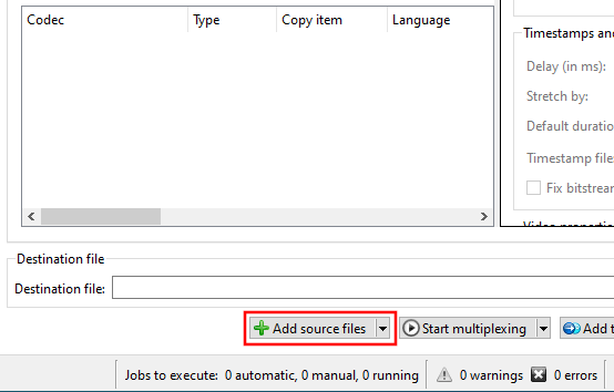 MKVToolNix Add source files button