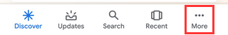 More options button in Google app