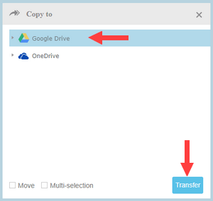 move files from onedrive to google drive using multcloud