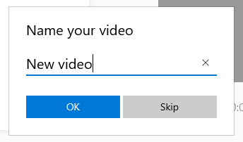 Name the new video project in Windows 10 video editor