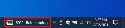 News and interests in Windows 10 taskbar