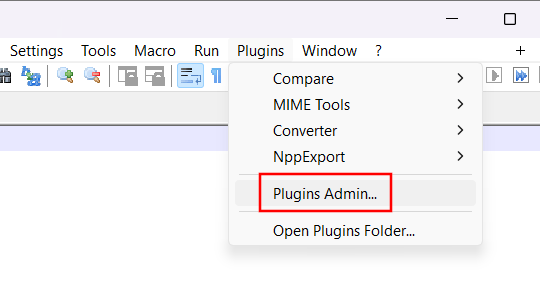 Notepad++ plugins admin