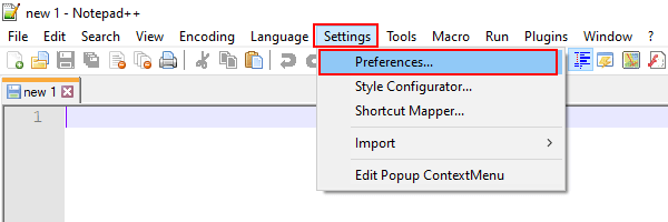 Notepad++ preferences