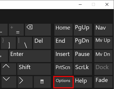 On-screen keyboard options key