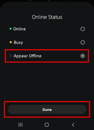 Online status settings in the PlayStation app