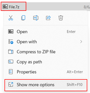 Open a 7z file in Windows 11