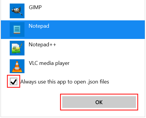 Open a JSON file on Windows 11