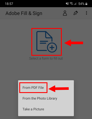 Open a PDF file in the Adobe Fill & Sign app