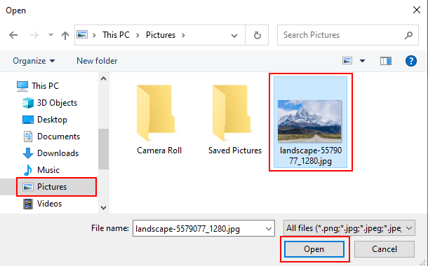 Open an image in Paint 3D on Windows 10