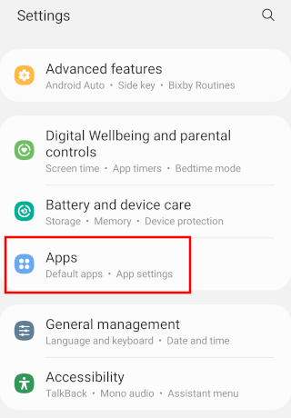 Open app settings on an Android device