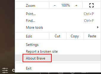 Open Brave browser about page