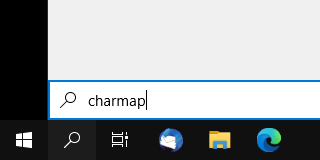 Open Character Map in Windows 10 via search