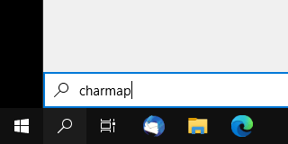 Ouvrir la carte des caractères dans Windows 10 via la recherche