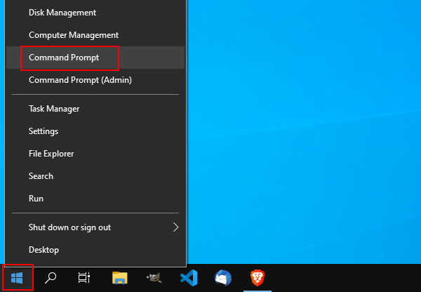 Open Command Prompt in Windows 10