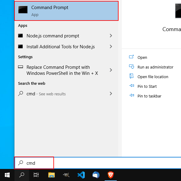 Open Command Prompt in Windows 10