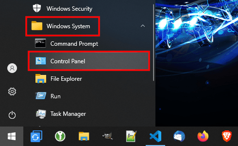Open Control Panel in Windows 10