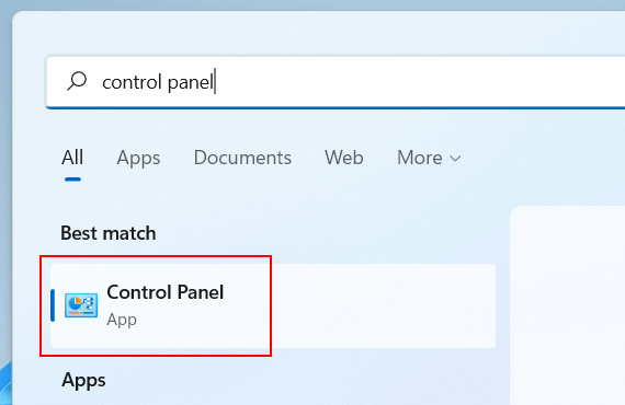 Ouvrir le Panneau de configuration dans Windows 11