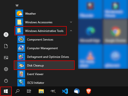 Open Disk Cleanup in Windows 10