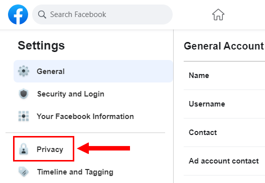 Open Facebook privacy settings