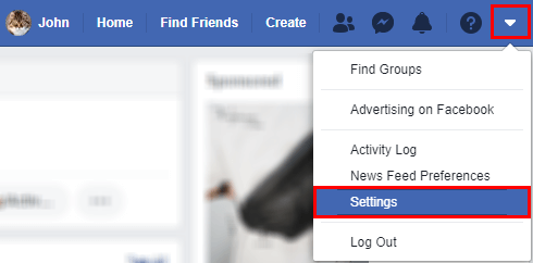 Open Facebook settings