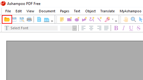 Open file button in Ashampoo PDF Free