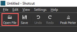 Open File button in Shotcut
