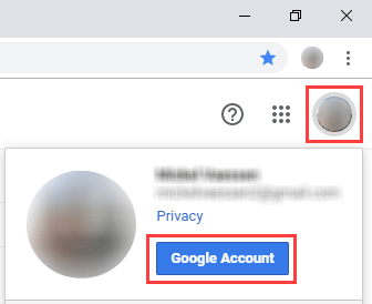 Open Google account settings