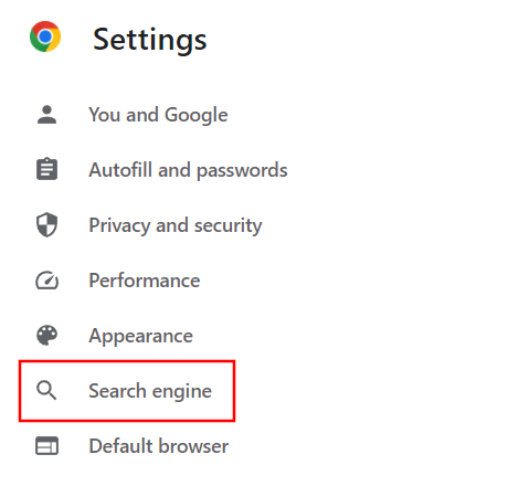 Open Google Chrome search engine settings