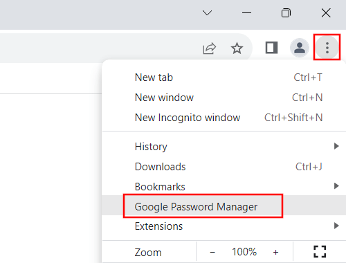 Open Google Password Manager in Chrome