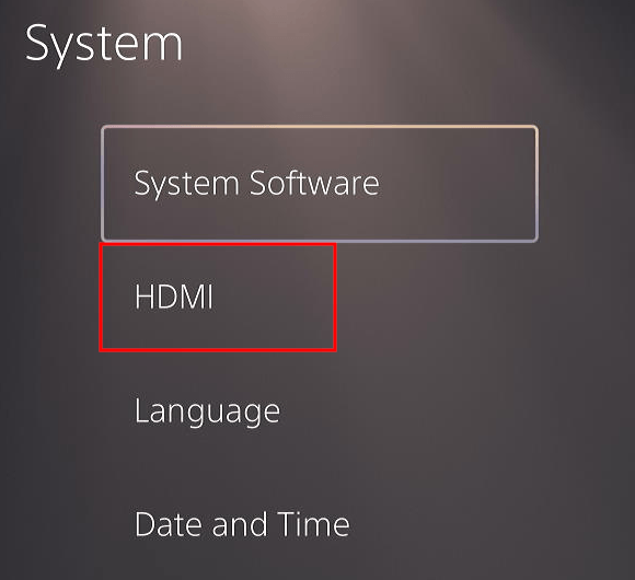 Open HDMI settings on the PlayStation 5