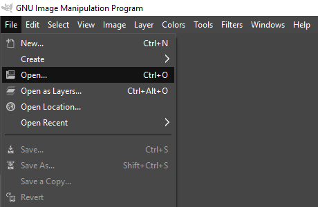Open image in GIMP