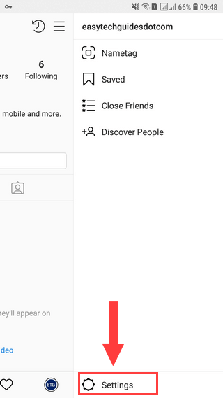 Open Instagram settings