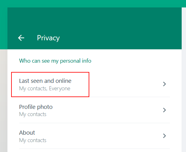 Open last seen and online settings on WhatsApp Web